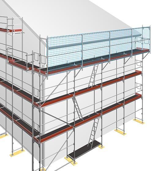 Homlokzati állványra szerelt védőtető